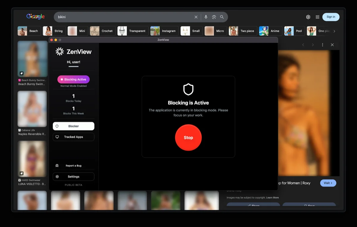ZenView visual detection blocking explicit content on Reddit in real-time